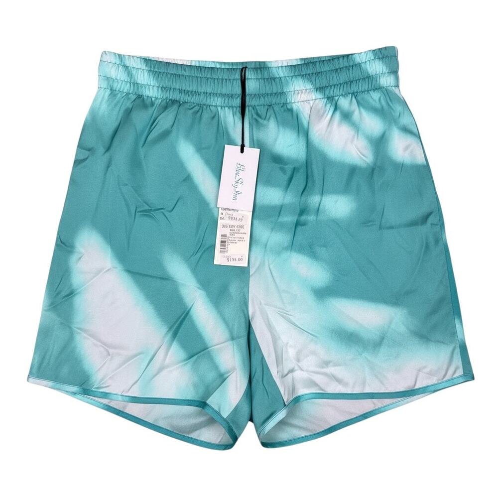 Blue Sky Inn Men's Medium Aqua Palm Shadow Elastic Waist Shorts Streetwear NWT